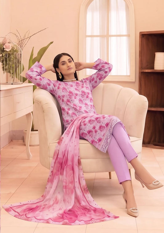 3 Piece - Embroidered Lawn - Fantak Raya V177 - 01