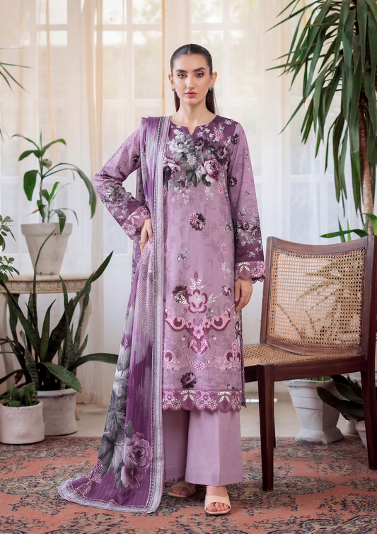 3 Piece - Embroidered Lawn - Fantak Luxe V303 - 01