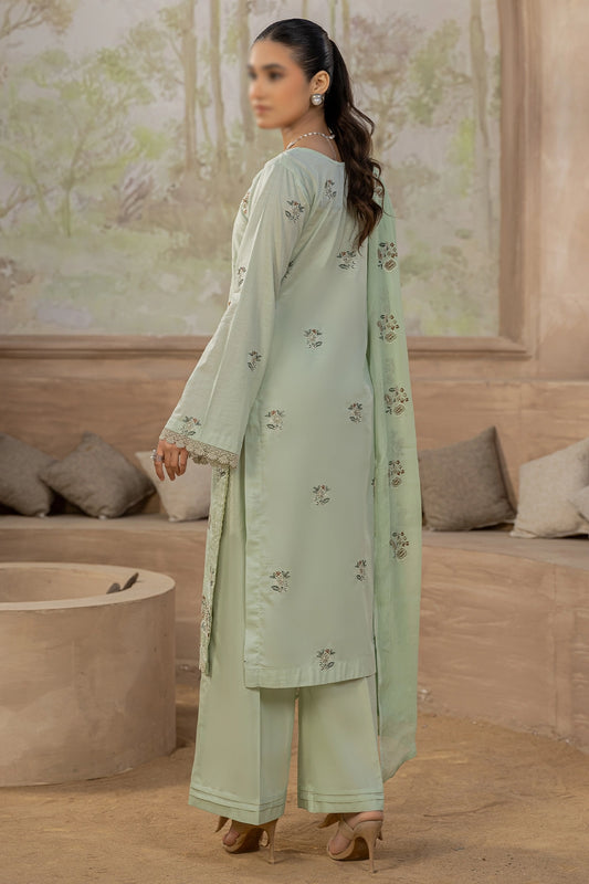 3 Piece - Embroidered Lawn Slub - Nafees 206