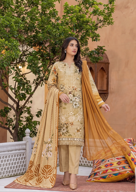 3 Piece - Embroidered Lawn - Fantak Flossie Finch V161 - 2