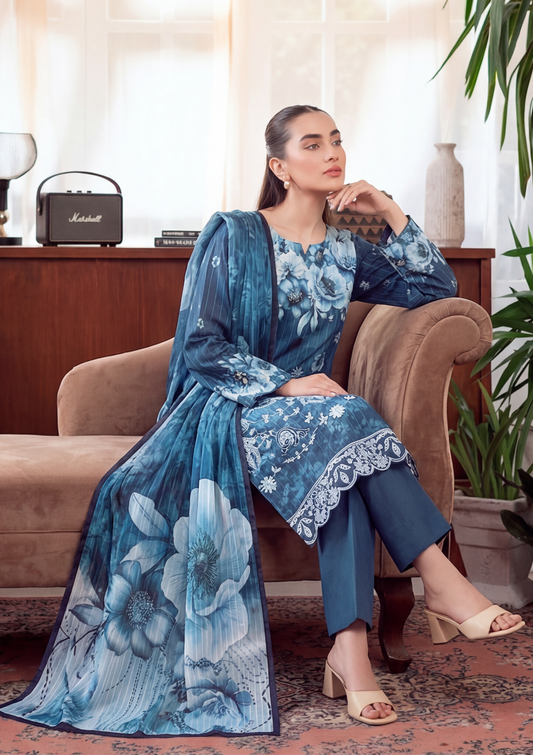 3 Piece - Embroidered Lawn - Fantak Luxe V303 - 02
