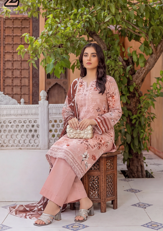 3 Piece - Embroidered Lawn - Fantak Flossie Finch V161 - 3