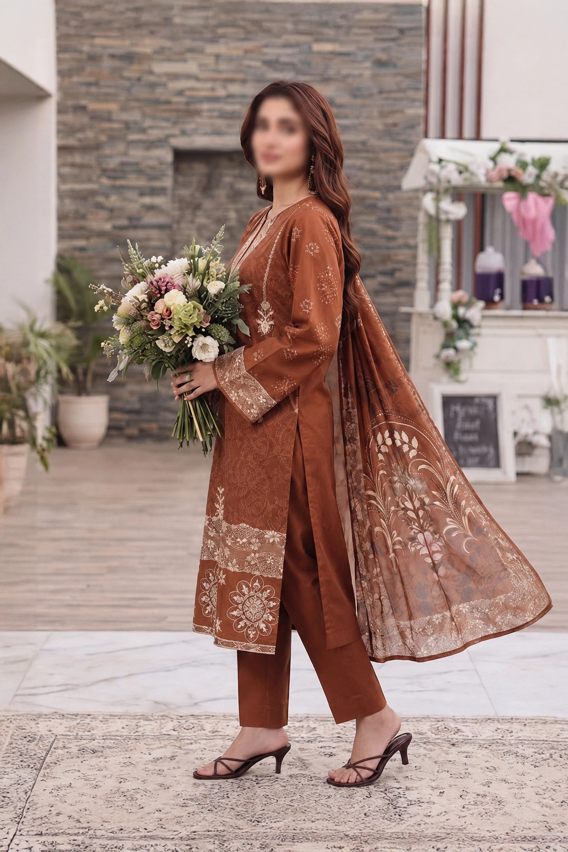3 Piece - Embroidered Lawn - Noir 30401