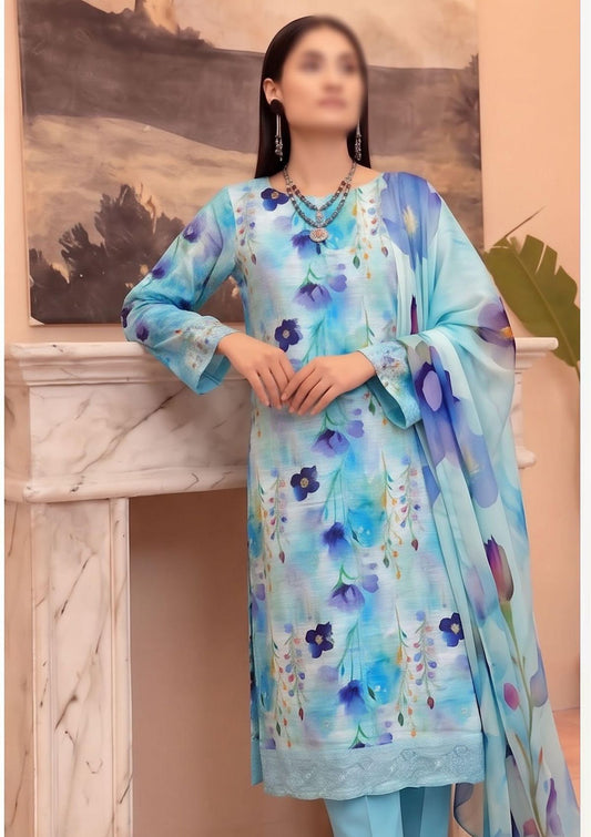 3 Piece - Embroidered Lawn - Fantak Raya V177 - 03