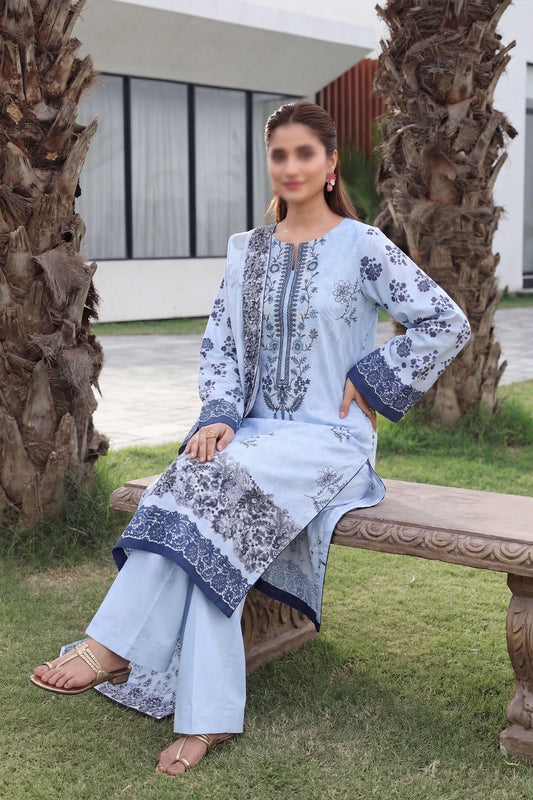 3 Piece - Embroidered Lawn - Noir 30405
