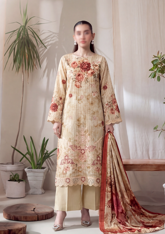 3 Piece - Embroidered Lawn - Fantak Luxe V303 - 05