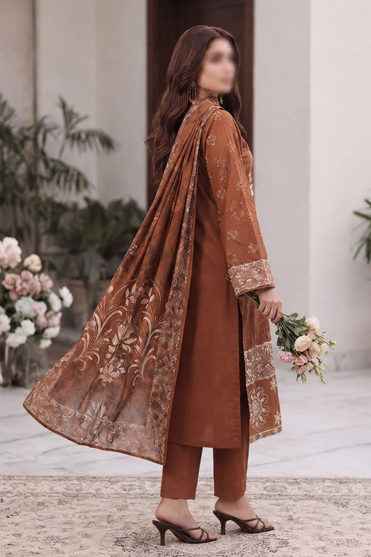 3 Piece - Embroidered Lawn - Noir 30401