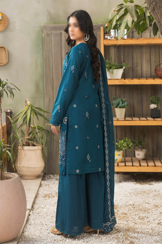 3 Piece - Embroidered Doriya Lawn - Peach 106