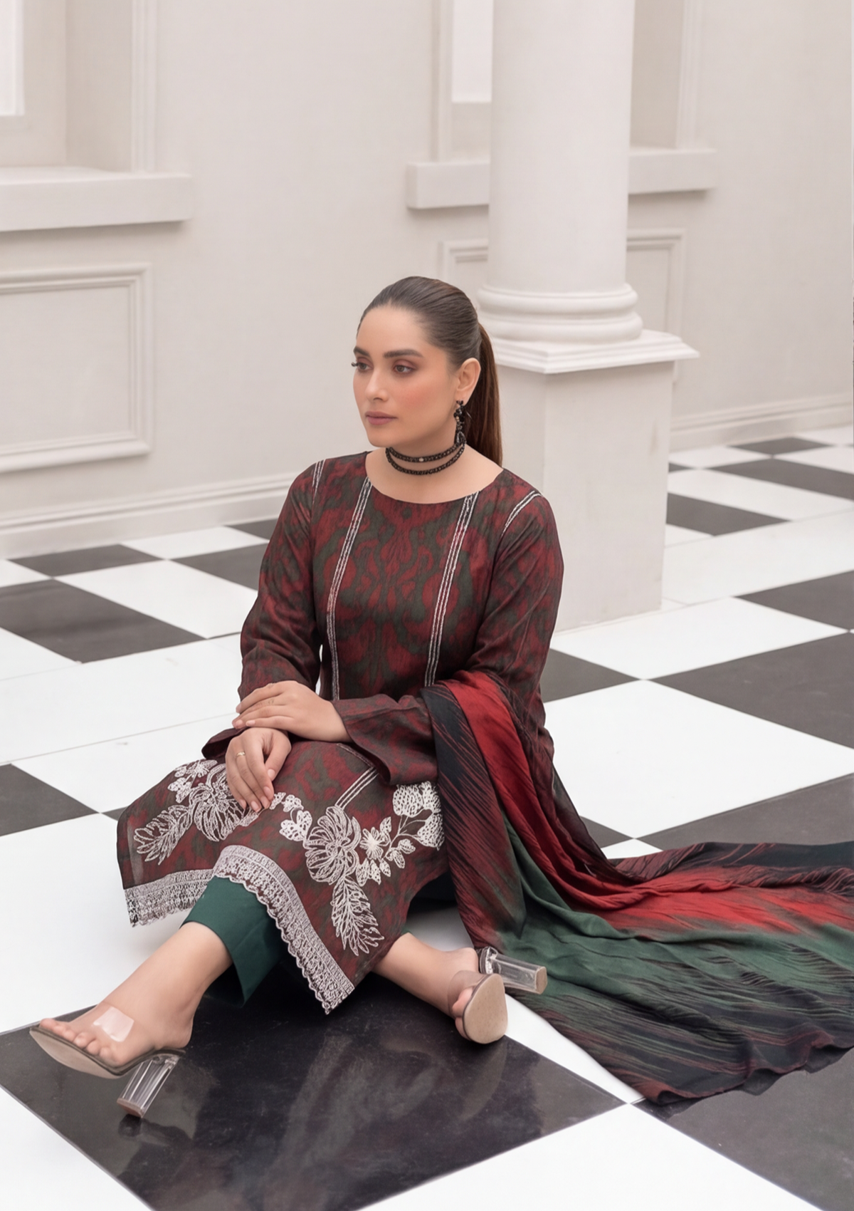 3 Piece - Embroidered Lawn - Fantak Nirvana V156 - 7
