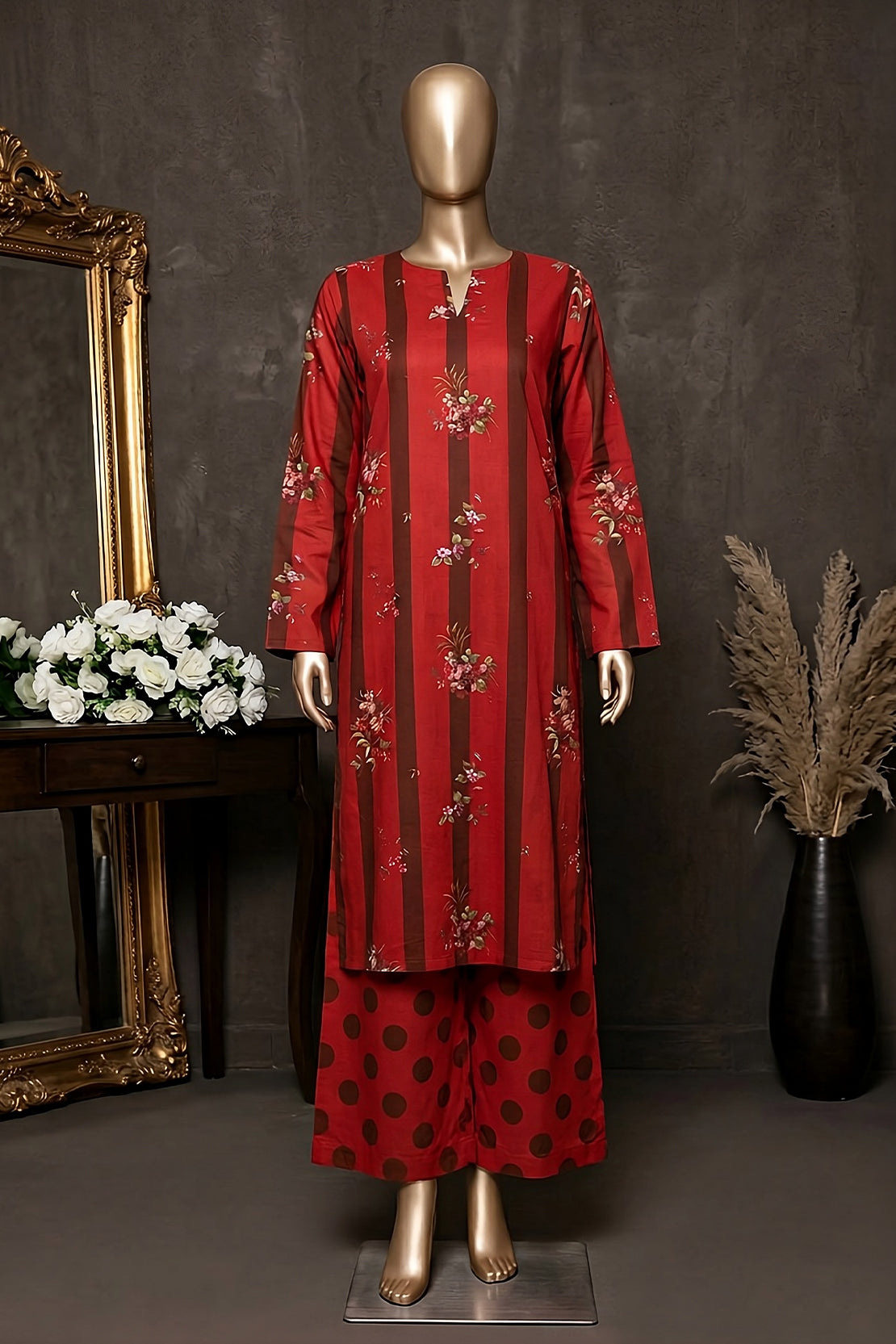 2 Piece - Digitally Printed Lawn - Coral 11416
