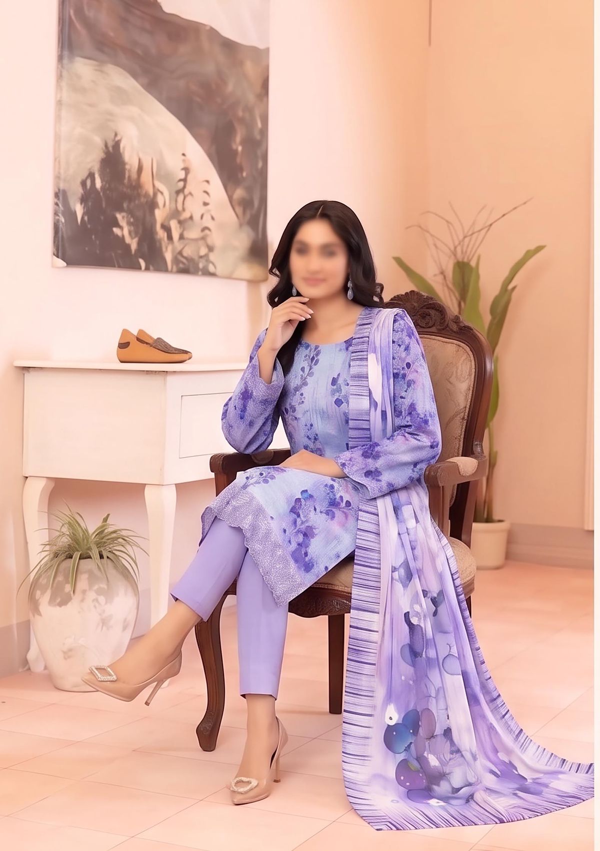 3 Piece - Embroidered Lawn - Fantak Raya V177 - 08