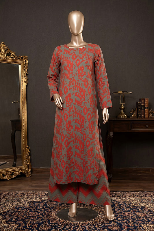 2 Piece - Digitally Printed Lawn - Coral 11417