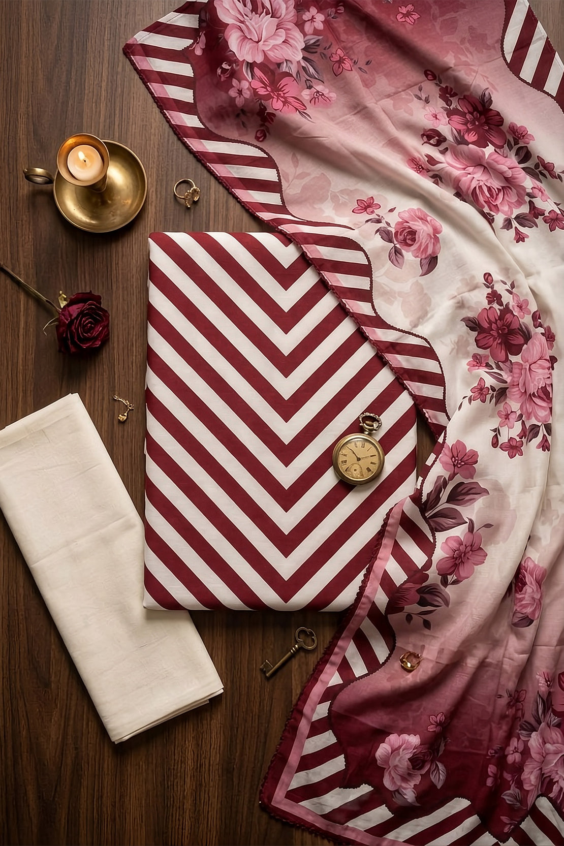3 Piece - Digitally Printed Slub Lawn - F84 - D4901