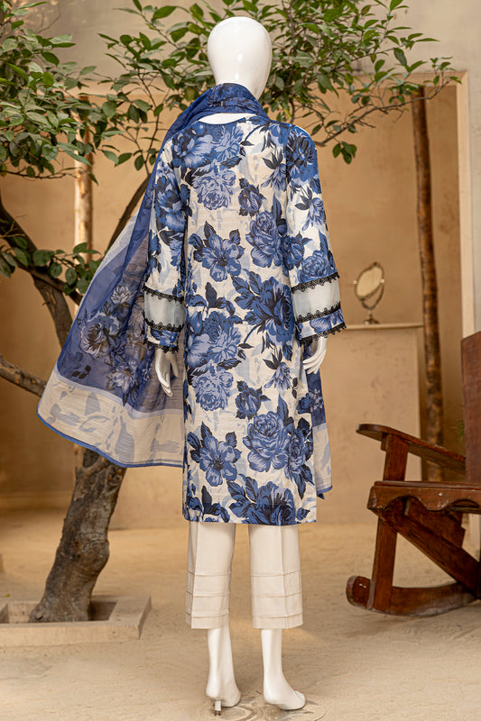 3 Piece - Digitally Printed Doriya Lawn - D706