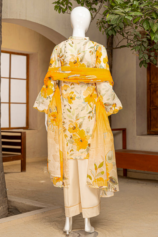 3 Piece - Digitally Printed Doriya Lawn - D707