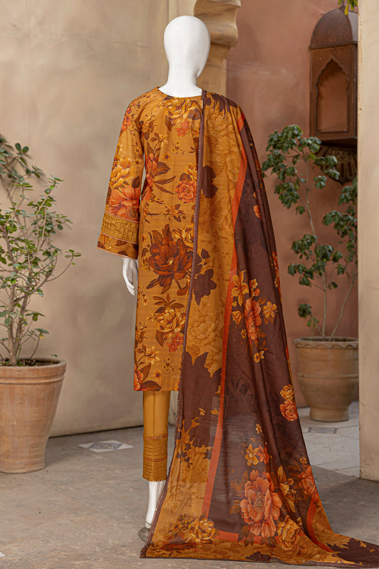 3 Piece - Digitally Printed Doriya Lawn - D808