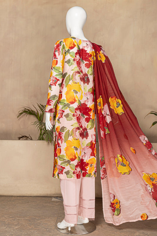 3 Piece - Digitally Printed Doriya Lawn - D809