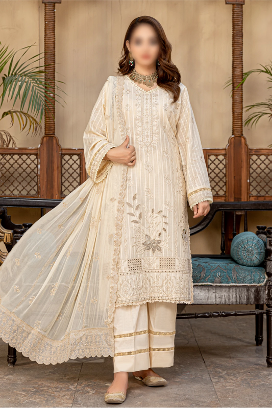 3 Piece - Embroidered Lawn - Farasha 107