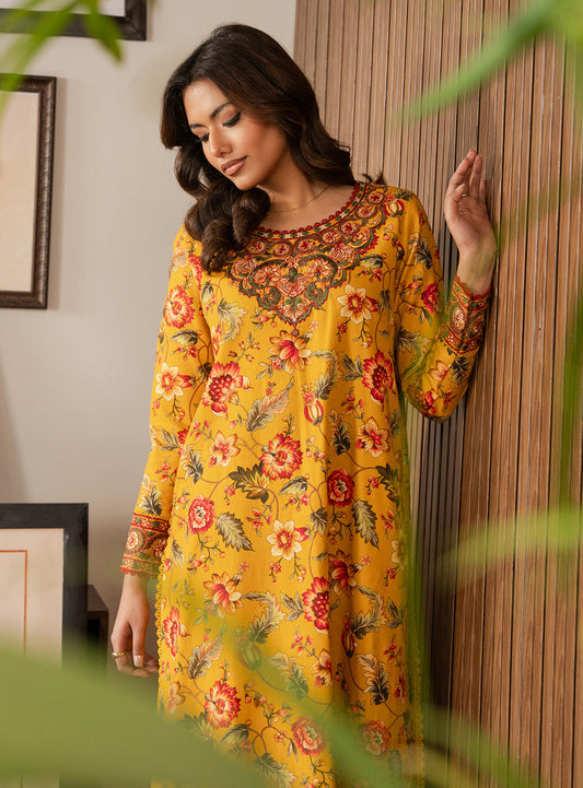 2 Piece - Printed Khaddar - Sunlit Petal