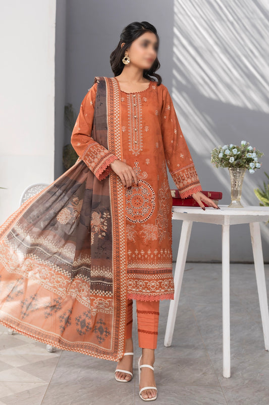 3 Piece - Embroidered Lawn - Jasmine 808