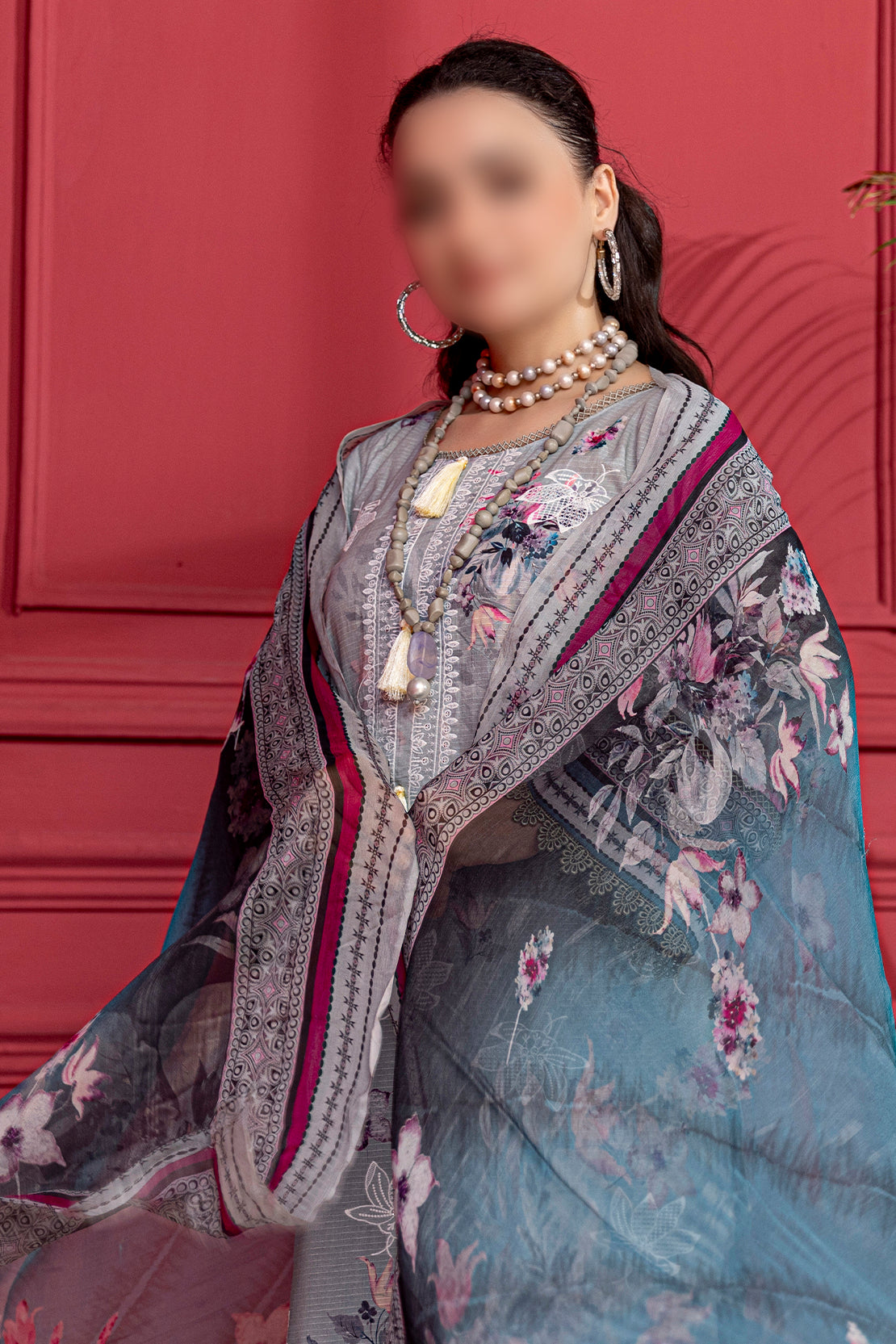 3 Piece - Embroidered Lawn - Luna 110