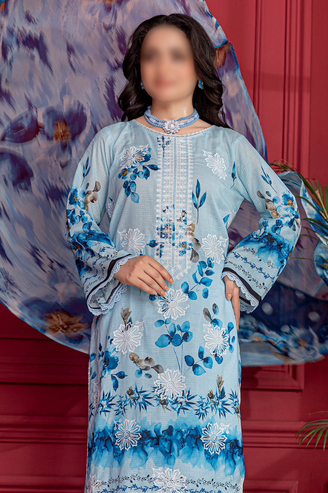 3 Piece - Embroidered Lawn - Luna 103