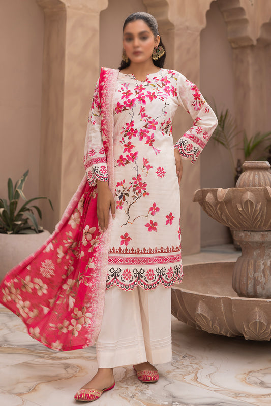 3 Piece - Digitally Printed Lawn - Mahnoosh 109