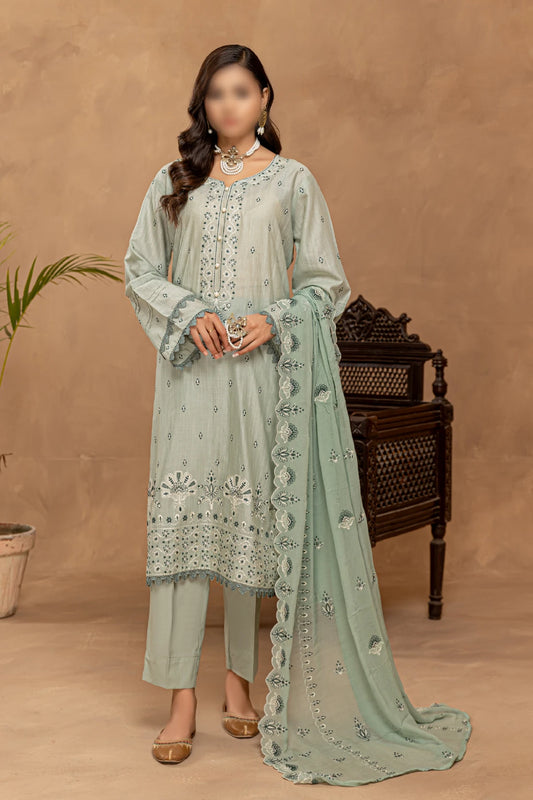 3 Piece - Embroidered Lawn - Nikhar 102