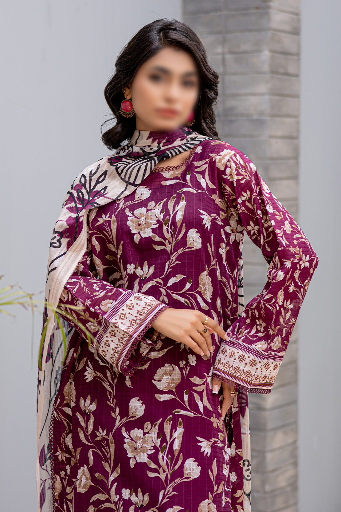 3 Piece - Digitally Printed Lawn - Nureh 901