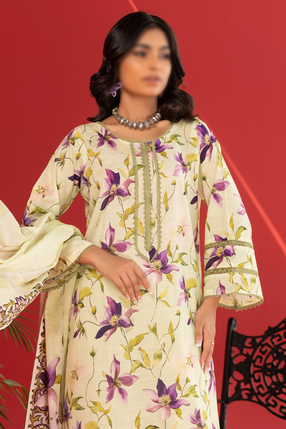 3 Piece - Digitally Printed Lawn - Nureh 1201