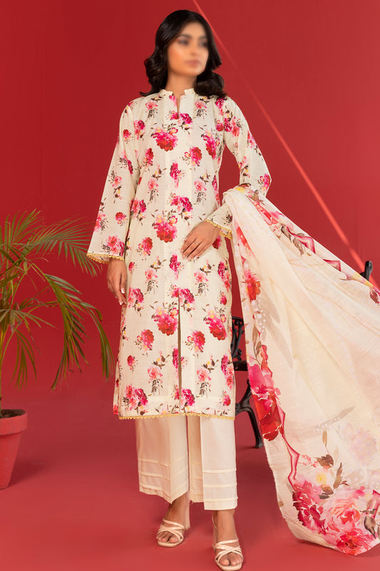 3 Piece - Digitally Printed Lawn - Nureh 1202
