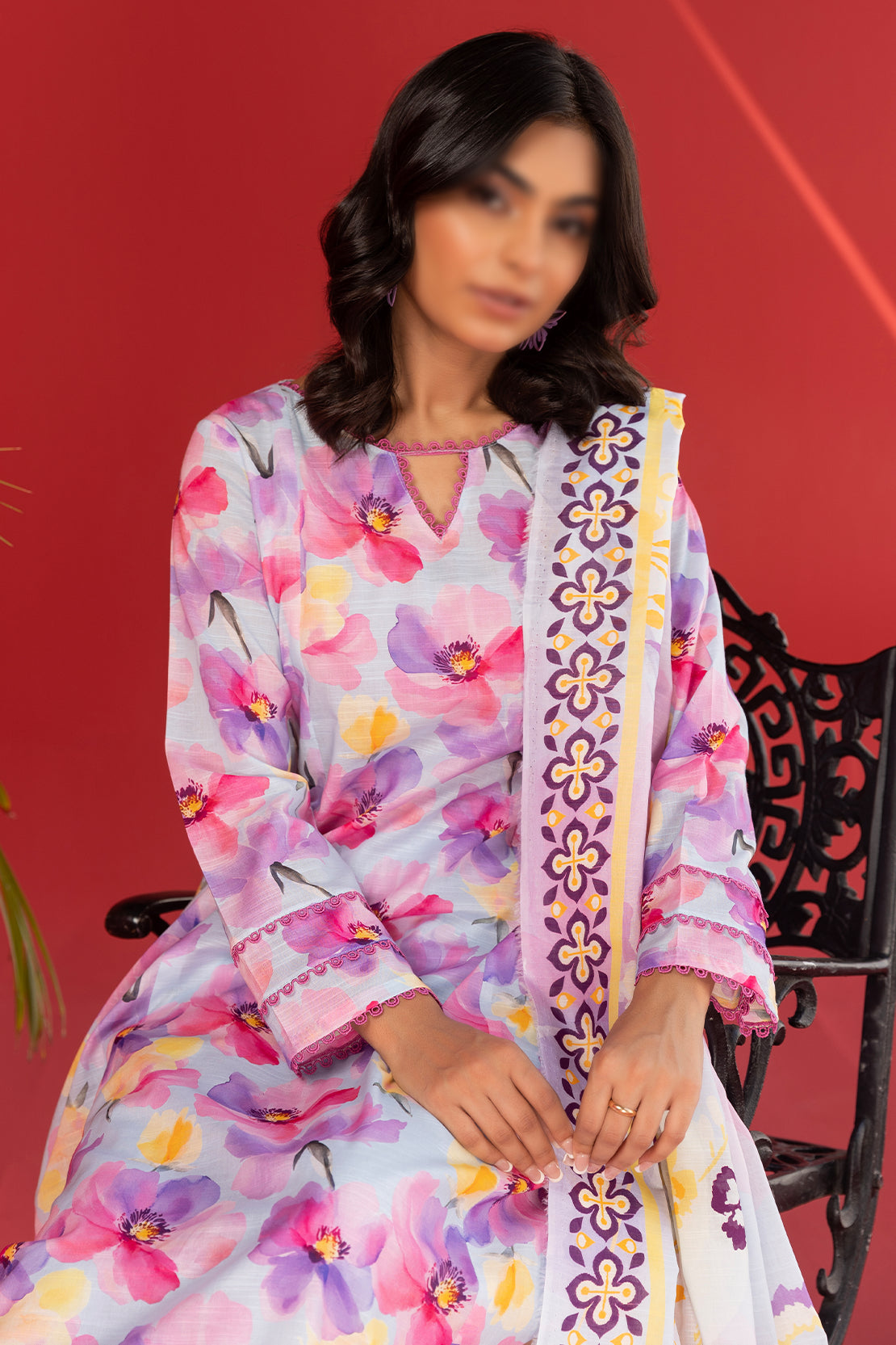 3 Piece - Digitally Printed Lawn - Nureh 1203
