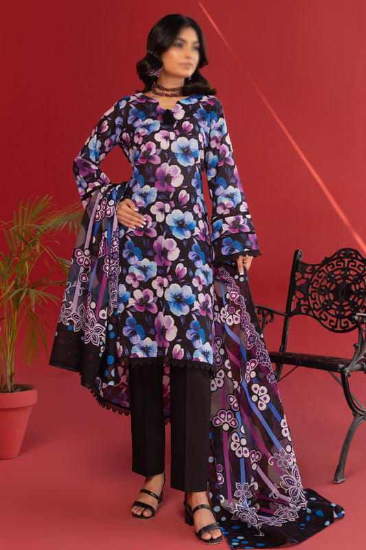 3 Piece - Digitally Printed Lawn - Nureh 1204