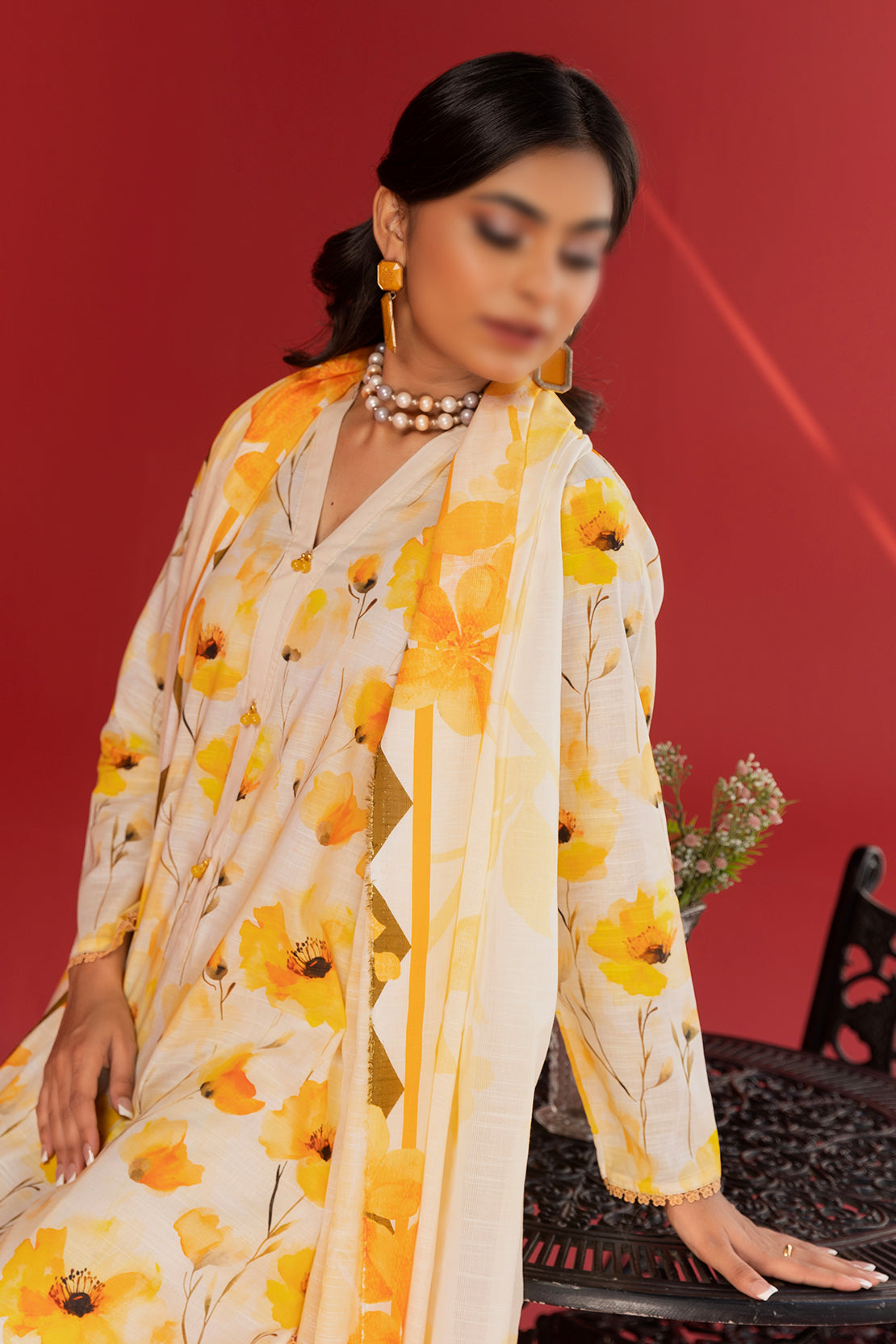 3 Piece - Digitally Printed Lawn - Nureh 1207