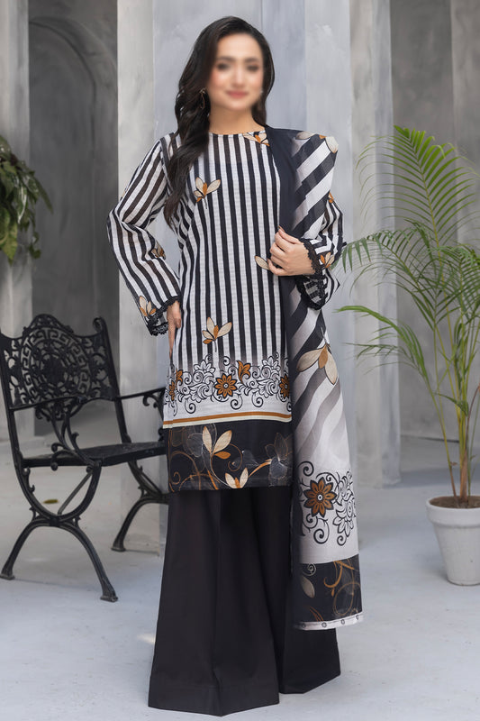 3 Piece - Digitally Printed Lawn - Nureh 1004