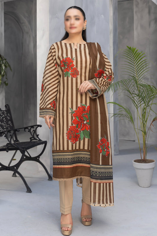 3 Piece - Digitally Printed Lawn - Nureh 1006
