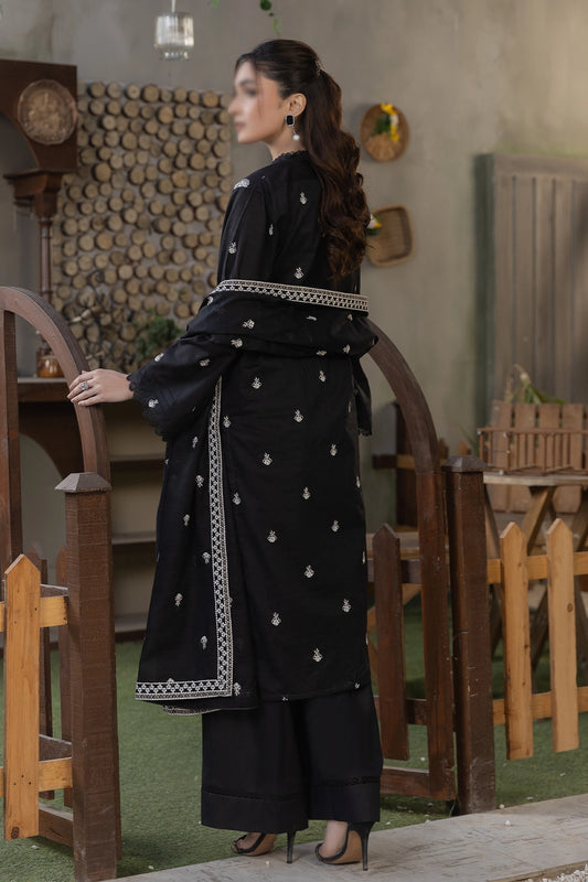 3 Piece - Embroidered Slub Lawn - Reet 106