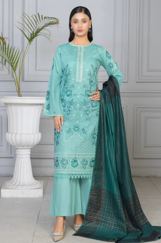 3 Piece - Embroidered Lawn - Roshni 101