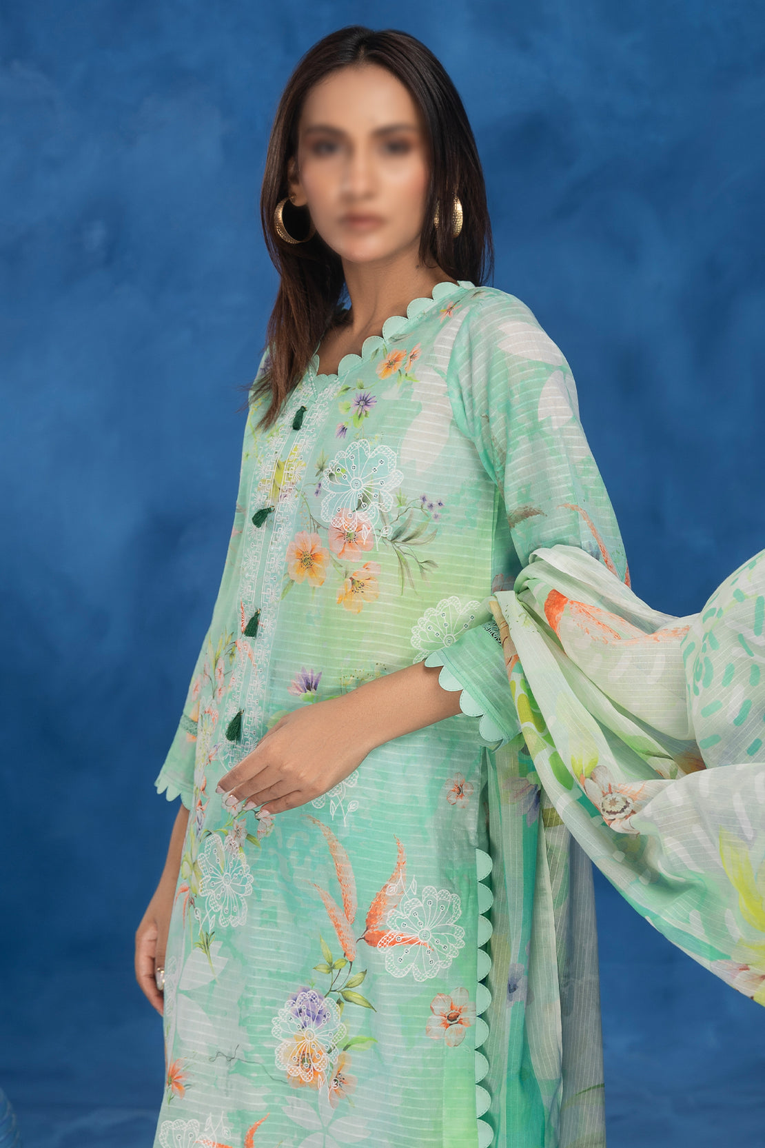 3 Piece - Embroidered Lawn - Sahil 202