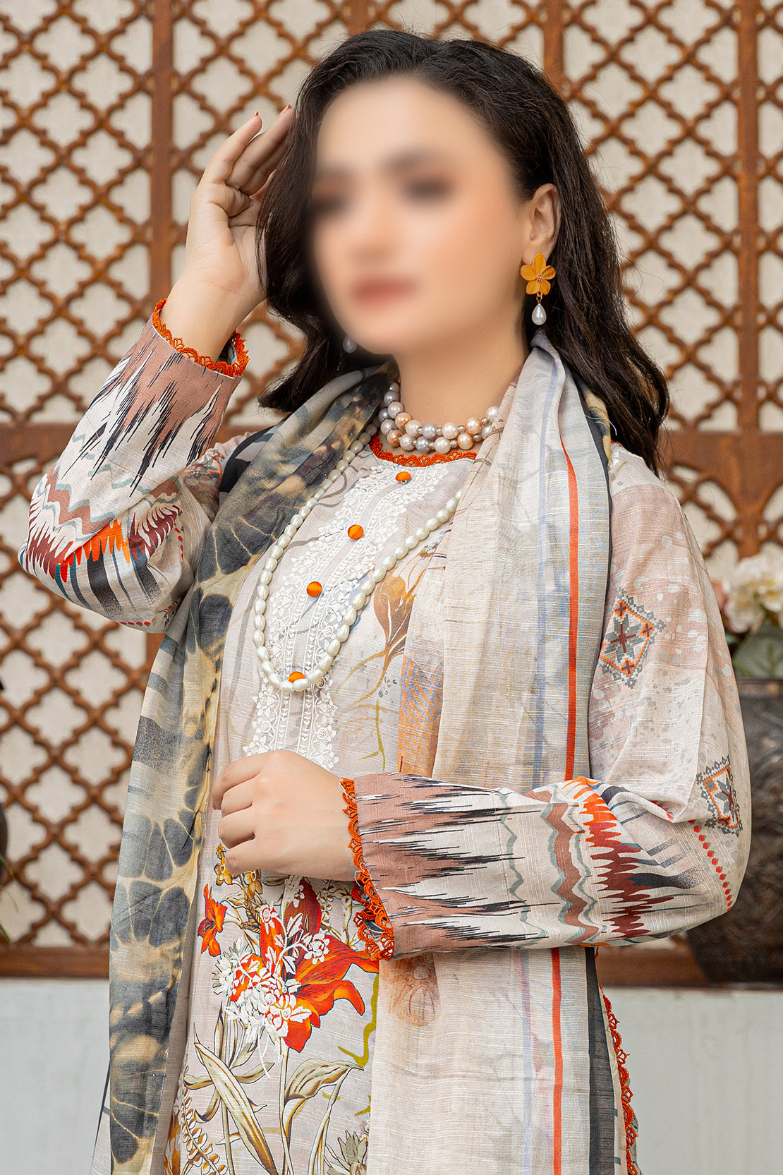 3 Piece - Embroidered Lawn - Sahil 107