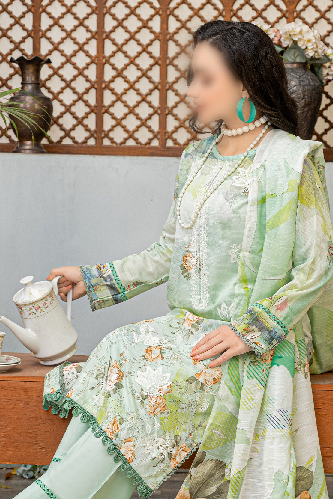 3 Piece - Embroidered Lawn - Sahil 108