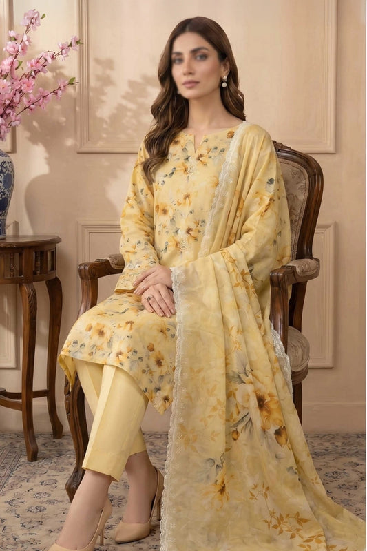 3 Piece - Embroidered Lawn - Tehzeeb 18501