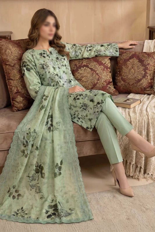 3 Piece - Embroidered Lawn - Tehzeeb 18502