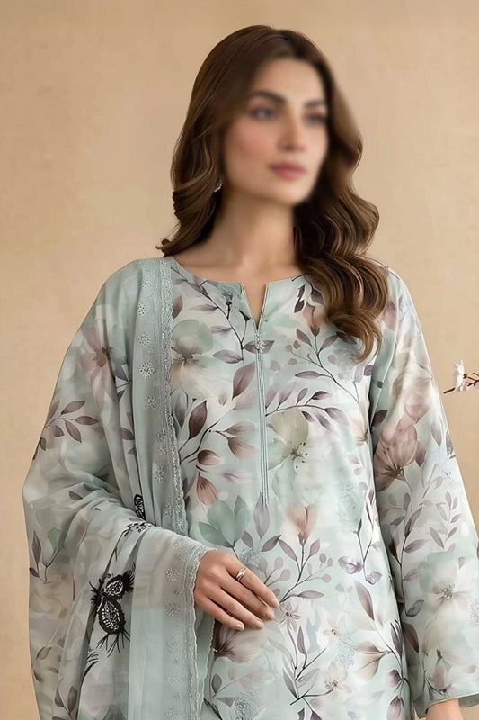 3 Piece - Embroidered Lawn - Tehzeeb 18509