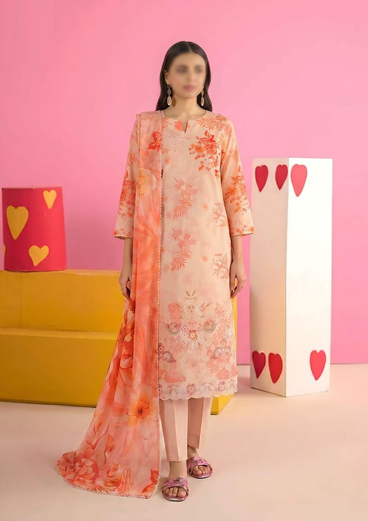 3 Piece - Embroidered Lawn - Fantak Amber V307 - 10