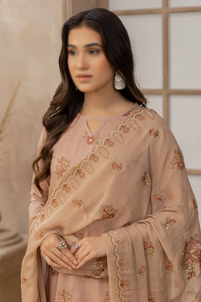 3 Piece - Embroidered Lawn Slub - Nafees 203