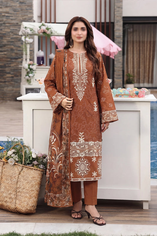 3 Piece - Embroidered Lawn - Noir 30401