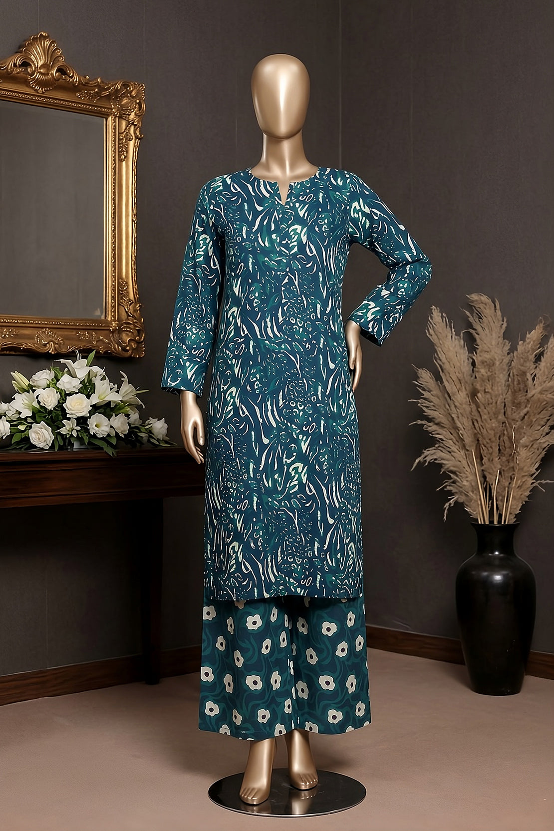 2 Piece - Digitally Printed Lawn - Coral 11418