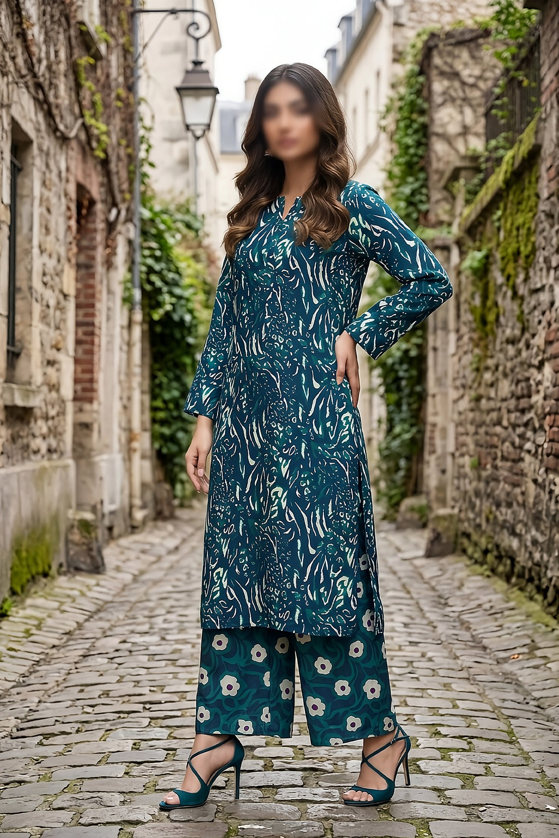 2 Piece - Digitally Printed Lawn - Coral 11418