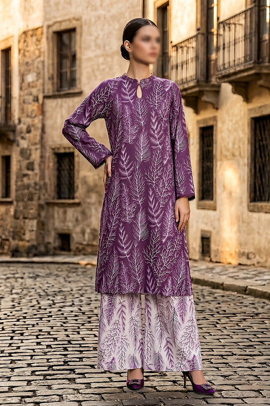 2 Piece - Digitally Printed Lawn - Coral 11419